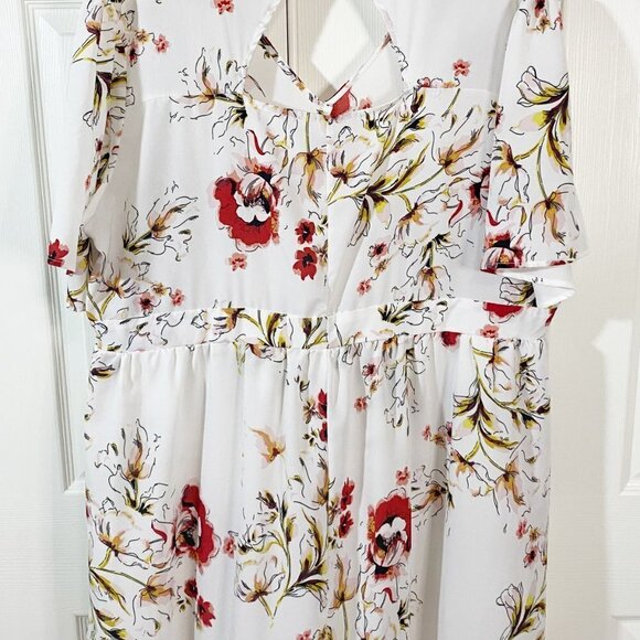 RoseGal - White Floral Romper with Skirt - Picture 13 of 14